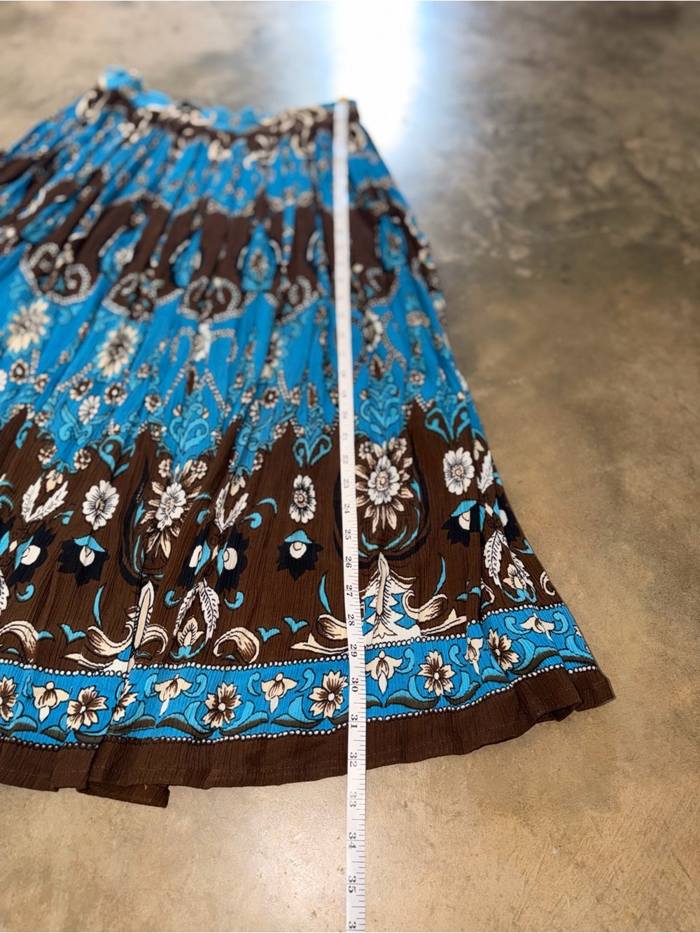 Collections Etc Paisley Boho Midi Skirt Blue Brown Rayon India Women’s M - Picture 5 of 8